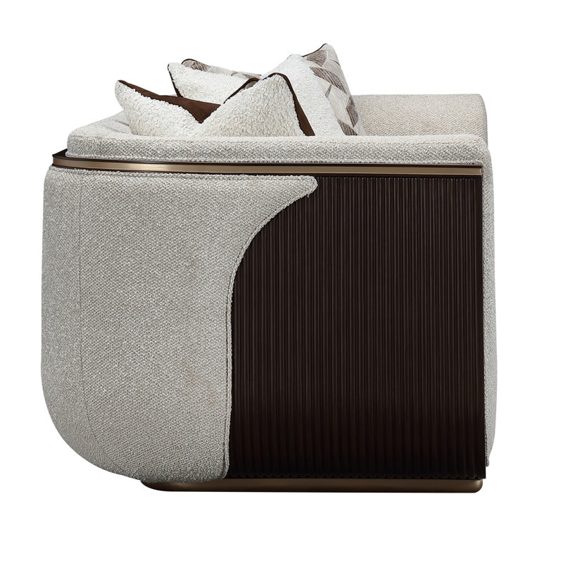 West Kensington Sofa - Buff/Seal Salt Caramel, Espresso Wood