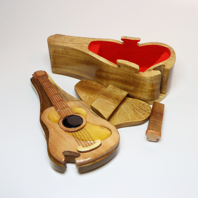Boîte à puzzle en bois Intarsia
