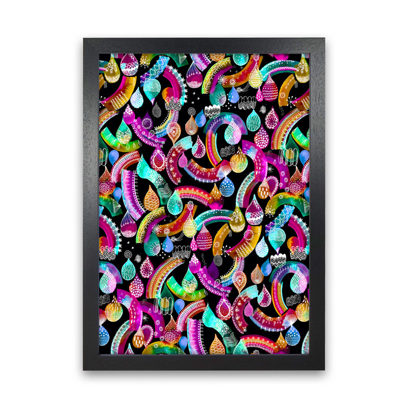 Rainbow Lace Neon Kids - Print, 34cm H x 25cm W x 3cm D, Black Framed