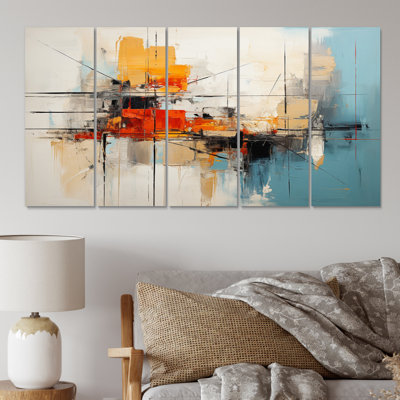 Ensemble de décorations murales en métal Teal Orange Bold Energy IV - Abstract Collages