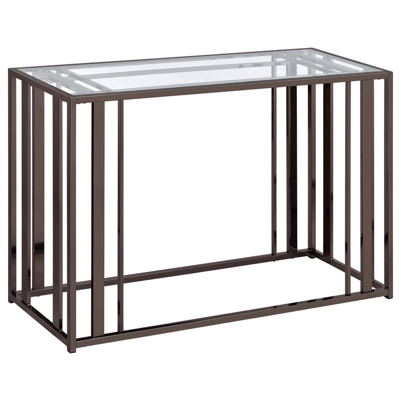 Phillps 47.25'' Glass Top Console Table, Black Nickel