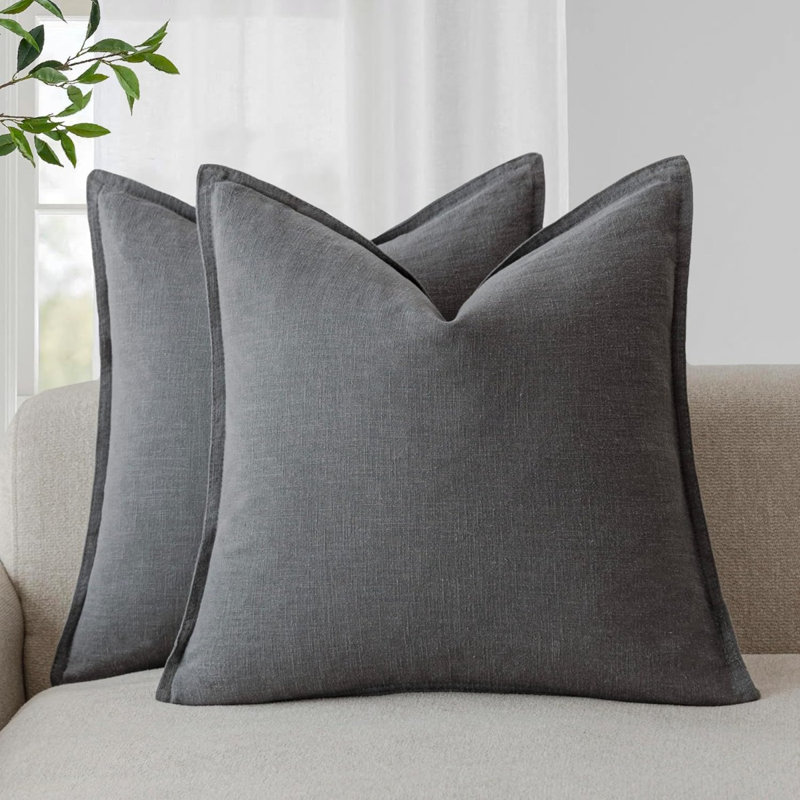 Housses de coussin décoratives en lin 18 x 18 pouces, Grey