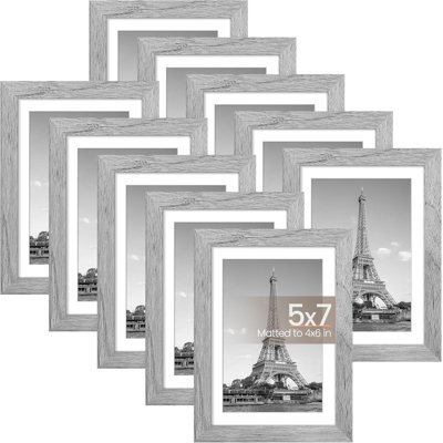 Set Of 10 Gray 5x7 Picture Frames