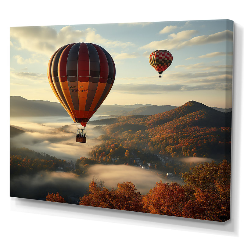 Automne, montgolfière, reproduction sur toile, Toile tendue, H 24 po x l 32 po x P 1 po