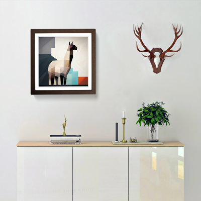 Llama Suprematism - Single Picture Frame Print on Wood