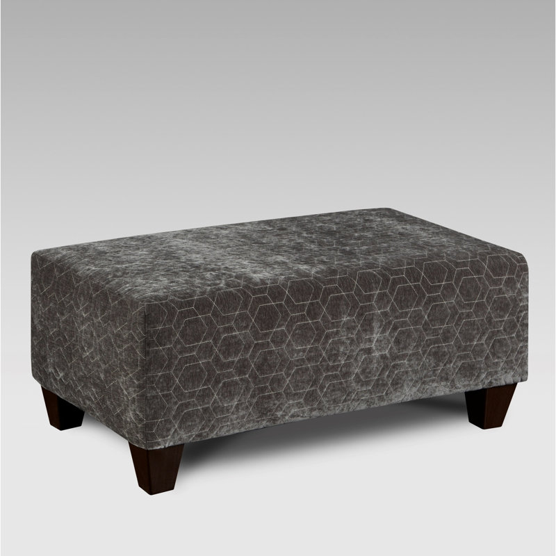 Microfibre cocktail - structure en bois franc, coussin confortable, motif géométrique, 43 po x 26 po x 20 po, 30 lb, housse en tissu gris, couleur bois