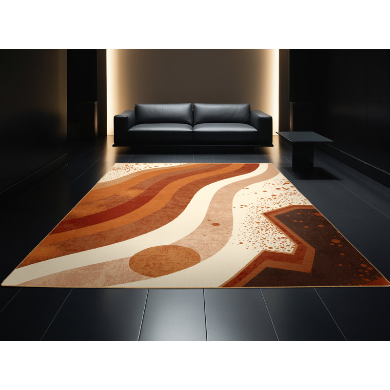 Tapis brun ombré lavable à la machine Orsolya Iguazu Falls, 2 pi x 3 pi