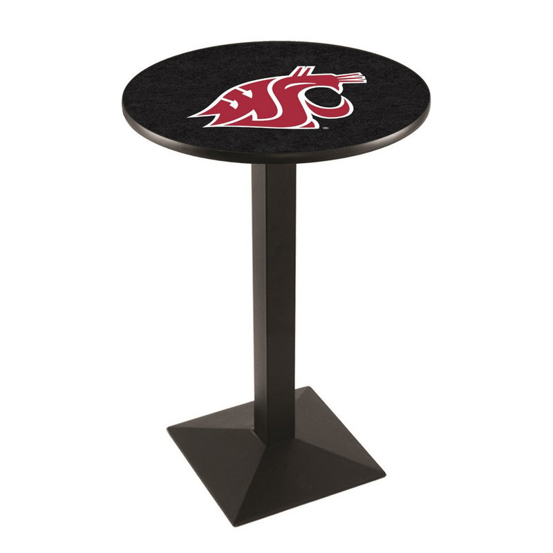 Round Metal Base Dining Table, Black Wrinkle, Washington State University