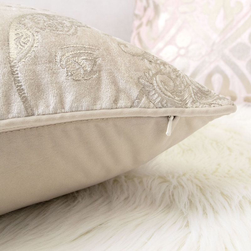 Velvet Throw Pillow, Ivory