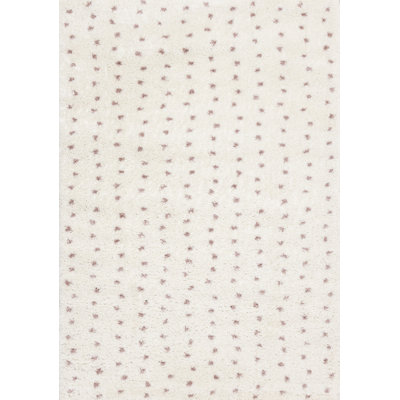 Wassily Collection Speckled Soft Pink Dots Indoor Cream Shag Area Rug