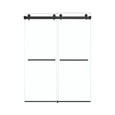 Double porte de douche coulissante, l 56 po - 60 po x H 80 po, verre trempé épais de 3/8 po de 10 mm, largeur réglable noir mat, installation réversible, installation étanche, assemblage étanche, cadre étanche