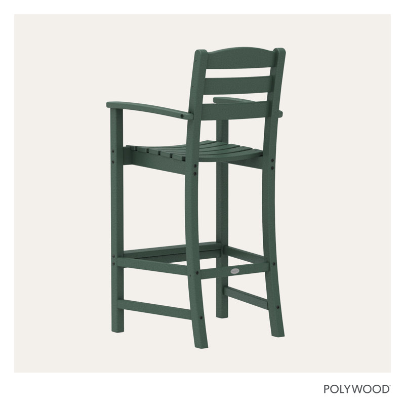 Chaise avec accoudoirs de bar POLYWOOD La Casa, Vert foncé, Tabouret de bar (siège d'une hauteur de 30,13 po)