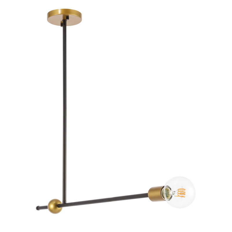 Luminaire suspendu à 1 lumière Fredricks, Noir / laiton