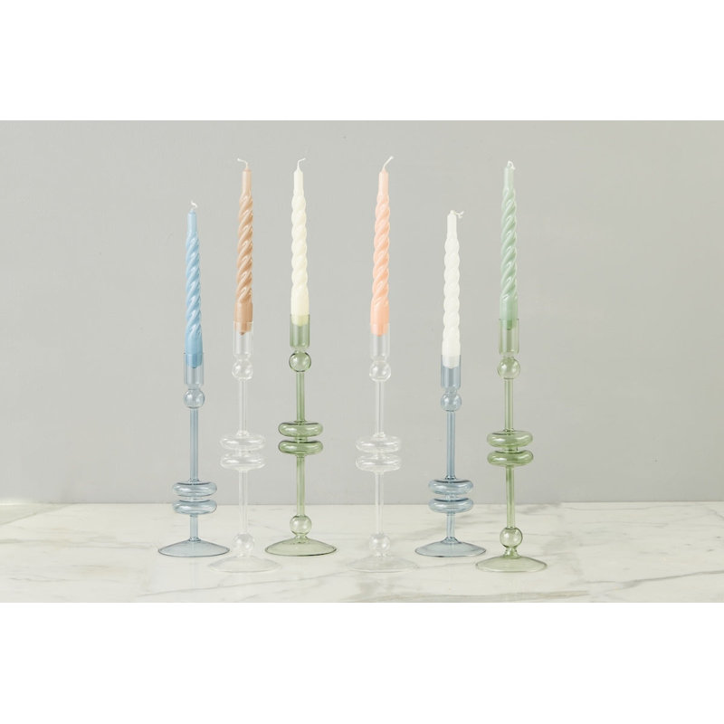 Lacquered Twisted Taper Candles, Sage
