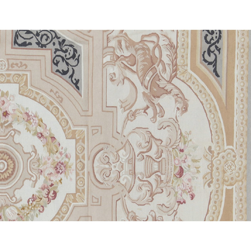 Hand-Knotted High-Quality Beige and Gray Area Rug