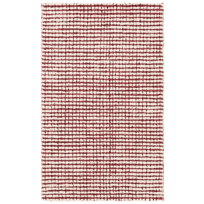 Abstract Hand Tufted Wool Checkered Rug, Rectangle 3' x 5'