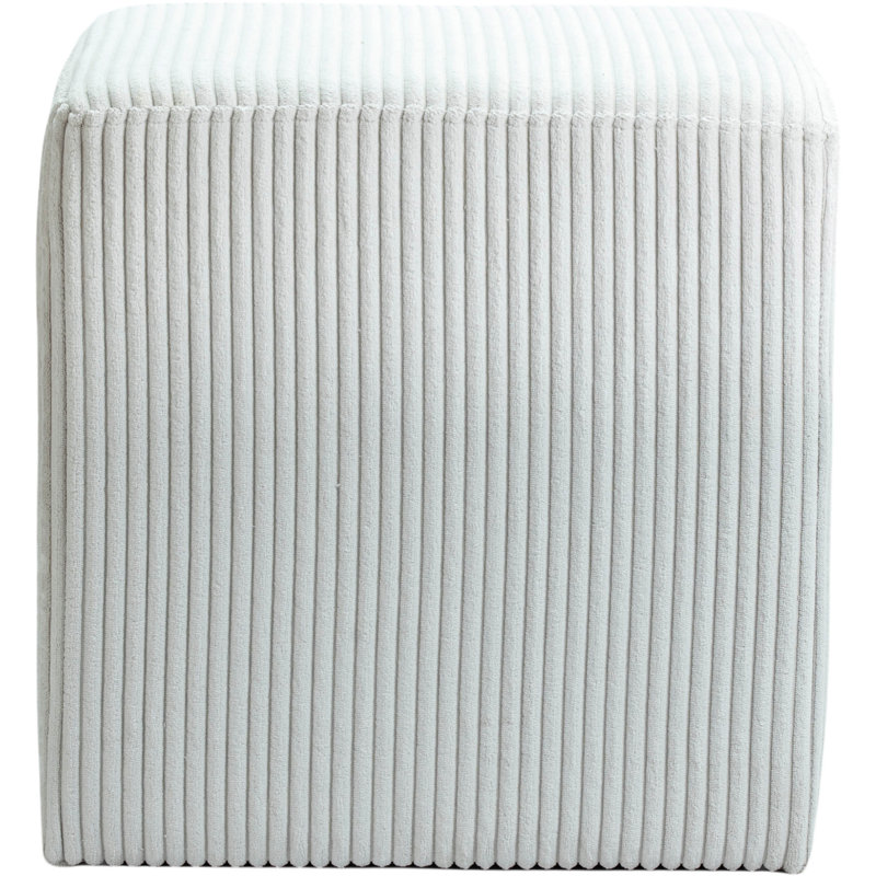 Roy Baber Upholstered Ottoman, Cream Microsuede Fabric