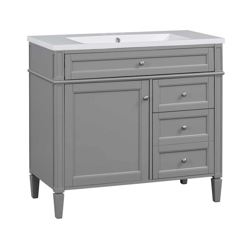 Meuble-lavabo de 36 po avec lavabo supérieur, Gris
