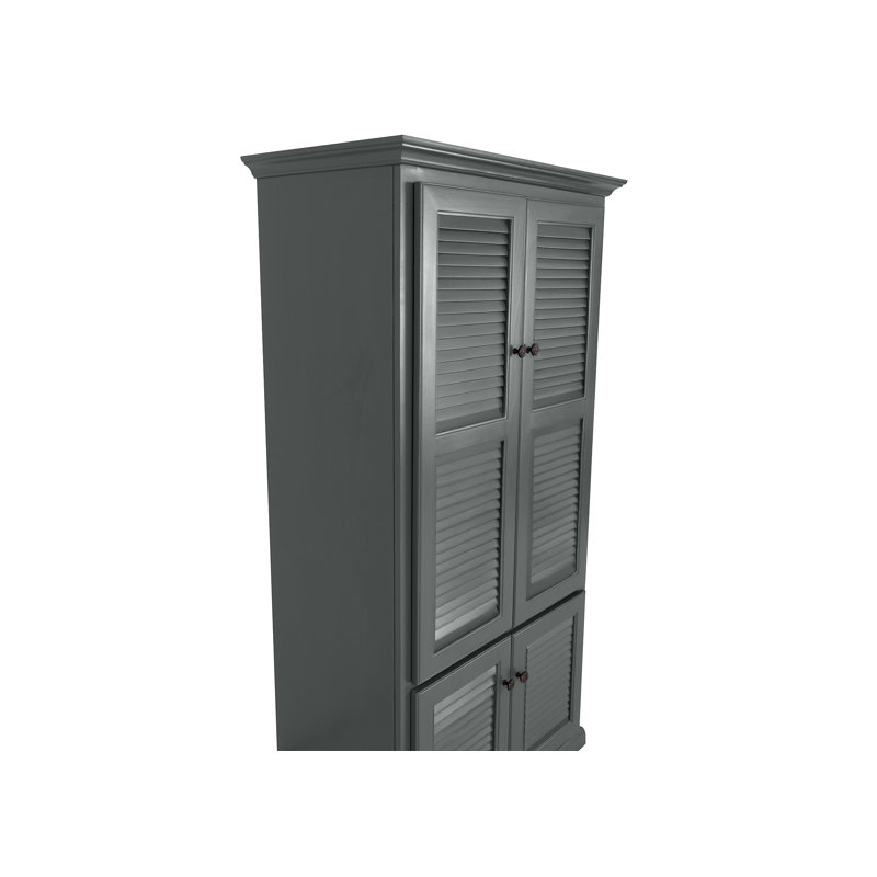 Garde-manger double en bois massif avec portes à volets, Gris