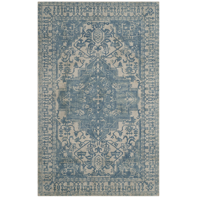 Mcfarland Vintage Hand Tufted Wool Oriental Rug, Rectangle 5' x 8'
