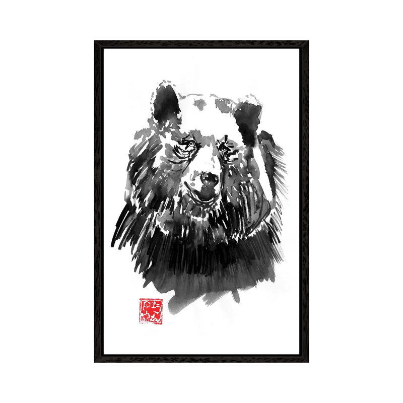 Bear by Péchane - Painting on Canvas, 66.04 cm H x 45.72 cm W, Black Framed