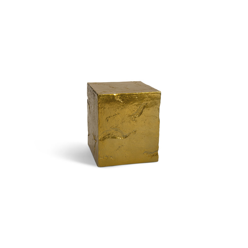 Outdoor Pedestal Sculpture, Liquid Gold, 17" H x 15" W x 15" D