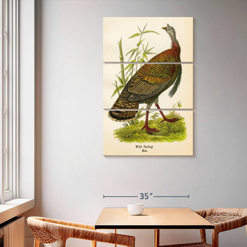Brampt Wild Turkey Lithograph, 65" H x 42" W