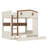 Solid Wood Full over Full Bunk Bed with Trundle, Storage Shelves & Hooks - No Box Spring Needed, Beige & Natural Finish-356072580-356072581