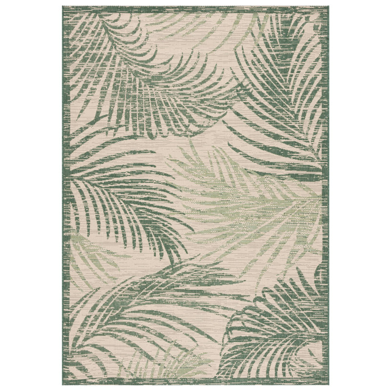 Tapis d'intérieur / extérieur à motif floral Hutchens Performance, Rectangle 5 pi 3 po x 7 pi 7 po