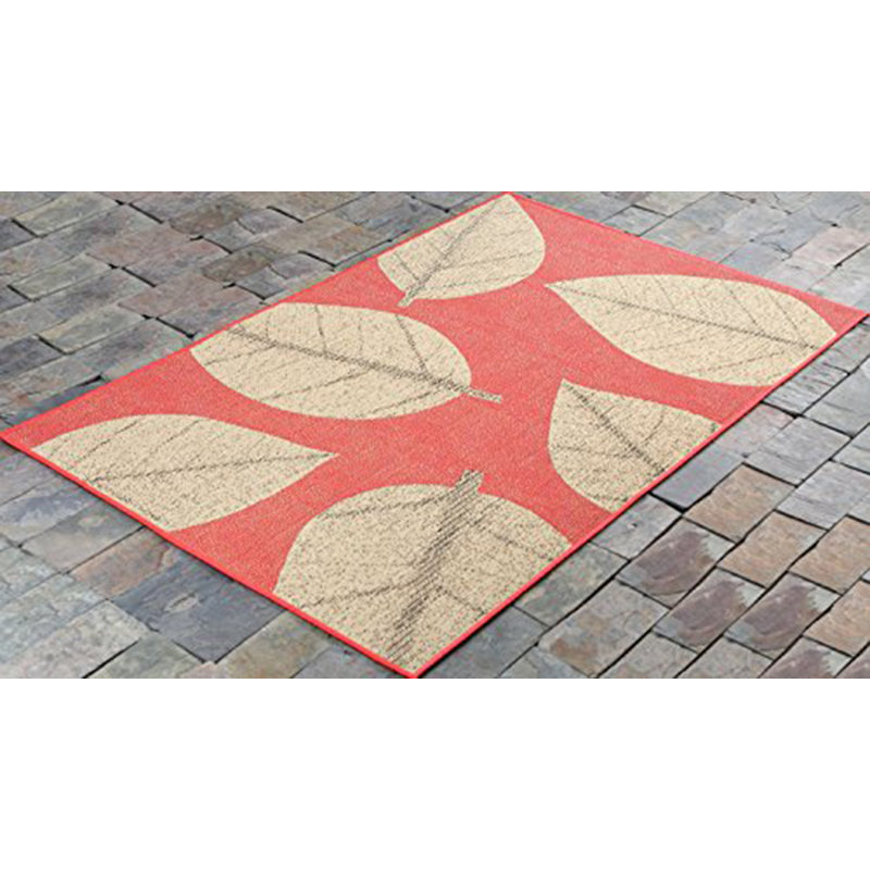 Tapis intérieur/extérieur rouge/beige leaves Otega, Rectangle 3 pi 3 po x 5 pi