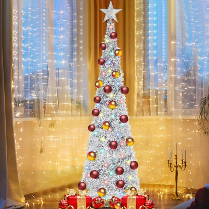 Arbre de Noël blanc 5 'H 5' avec 50 lumières DEL