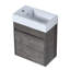 Meuble-lavabo mural profond de 17,93 po de profondeur avec lavabo en résine blanche, porte simple à fermeture en douceur et tablette de rangement adéquate