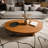47" Solid Wood Oval Shape Three-legged Brown Modern Coffee Table