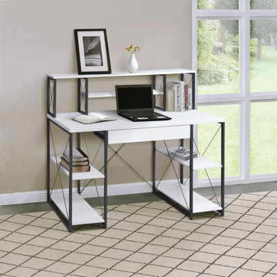 Office Desk With Open Shelves And Hutch
