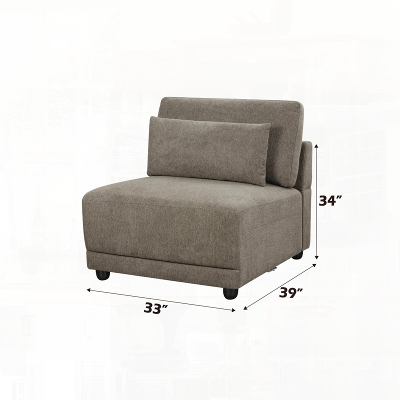 Linen Modular Sectional Sofa with Toss Pillows