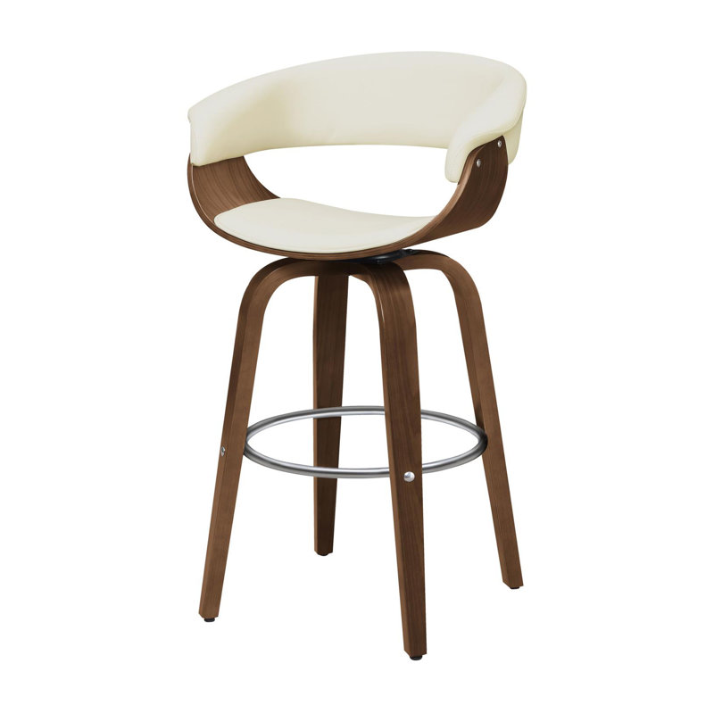 Lavoid Upholstered Swivel Bar Stool, White