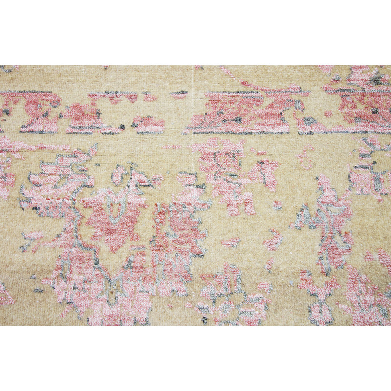 Tapis beige / rouge noué à la main de haute qualité, Rectangle 8 pi x 10 pi