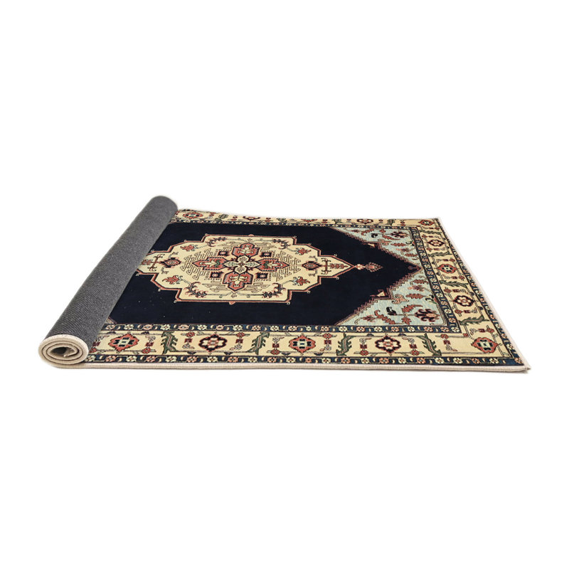 Tapis traditionnel noir / beige, Rond 3 pi