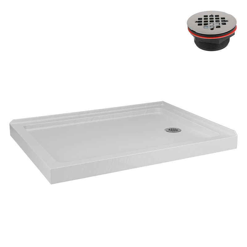 Streamline 48 in. x 36 in. Corner Acrylic Shower Base in Matte White with Right Hand Drain, Drain Included, Right