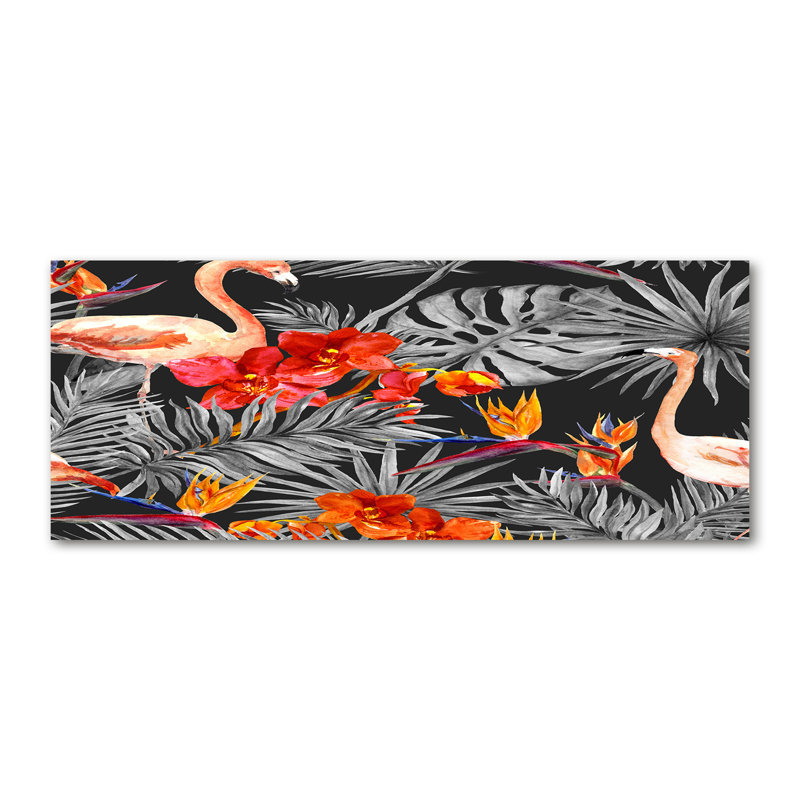 Flamingos And Flowers - Wrapped Canvas Print