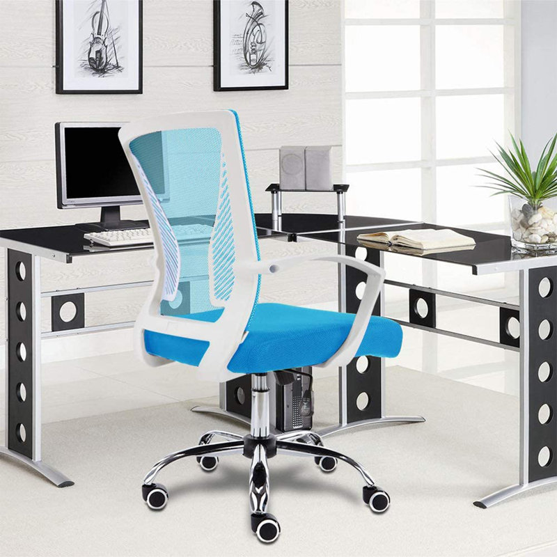 Mashea Mesh Task Chair, White, Aqua