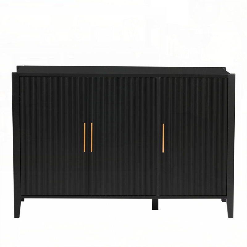 Kiriakos Accent Storage Cabinet Sideboard Wooden Cabinet with Metal Handles Entryway Cabinet, Black