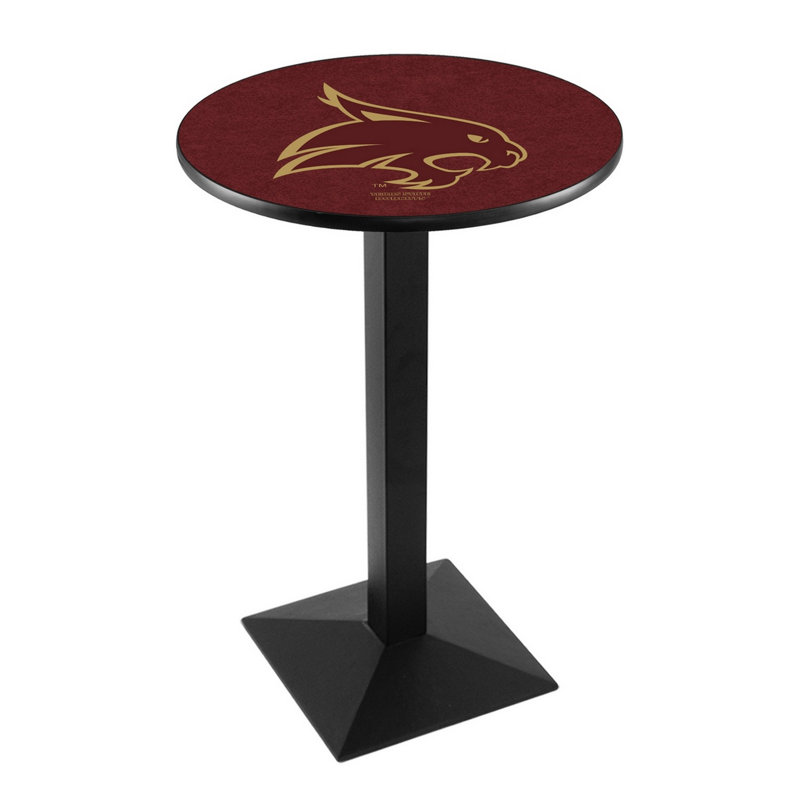 Round Metal Base Dining Table, Black Wrinkle, Texas State University