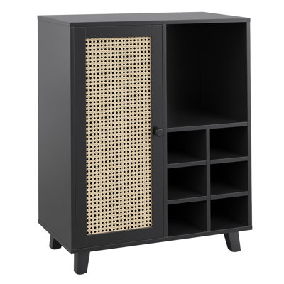 Sideboard Cabinet with Storage, 34 Inch Wine Bar Cabinet with Wine Racks, Buffet Cabinet for Living Room Home