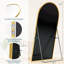 Miroir de plancher noir arqué avec support, miroir autoportant de 38 po x 77 po pour chambre à coucher-1950966367-1950966364