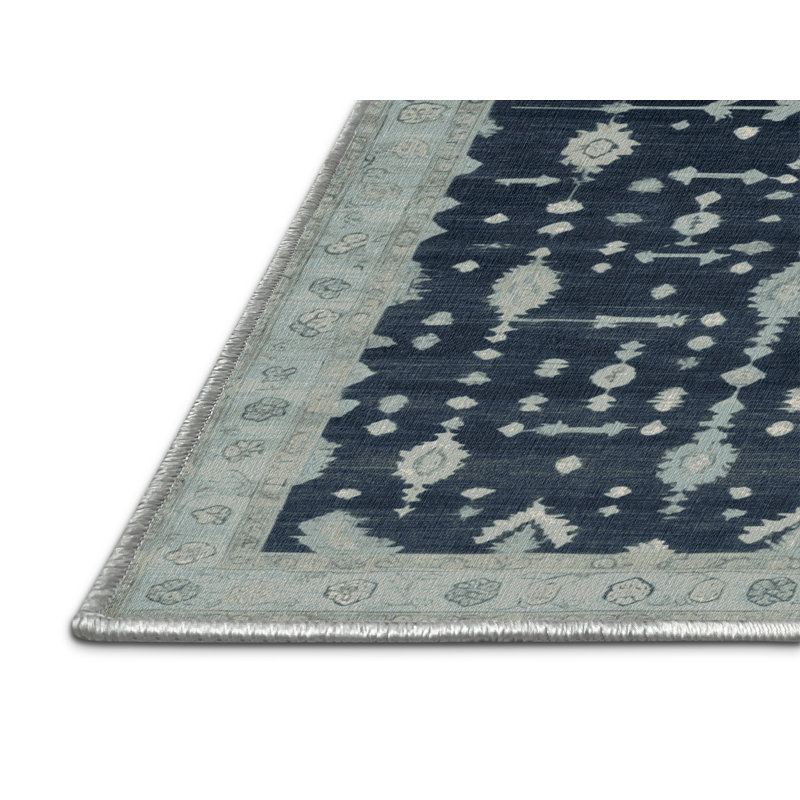 Machine Washable Overdyed Green Area Rug, Round 5'