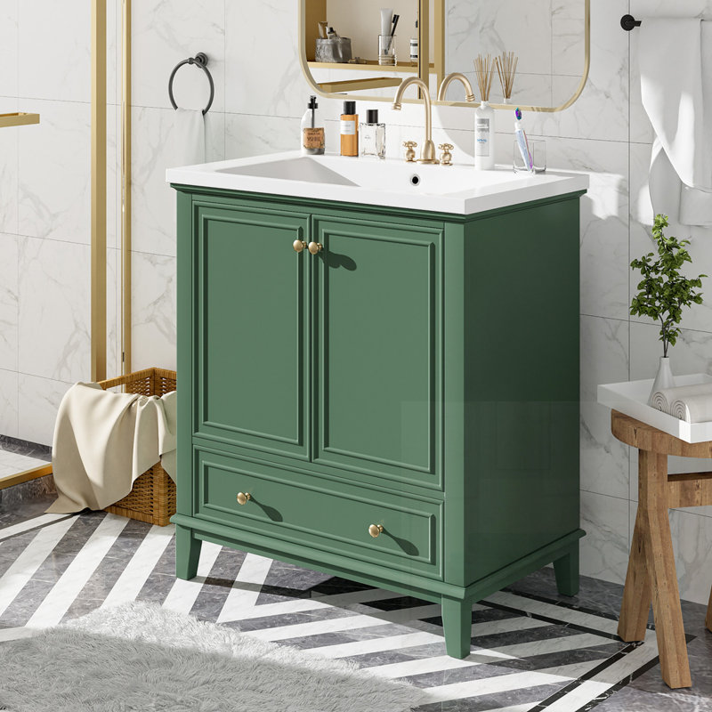 Naleah 30.01 Single Bathroom Vanity with Top, Green