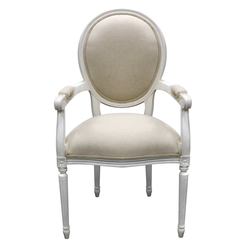Chaise Louis Louis, Polyester beige, Blanc
