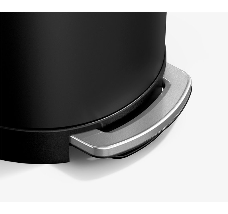 Simplehuman 45L Semi-Round Step Can with Liner Pocket, Brushed Stainless Steel, Matte Black Steel