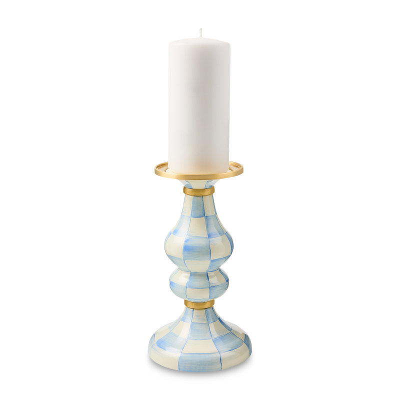 Sky Check Medium Pillar Candlestick
